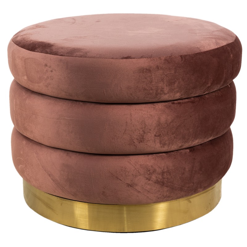 50616P Pouf Ø 60x45 cm Rosa Velluto Rotondo Sgabello