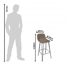 25Y0409LR Bar Stool 40x93 cm Brown Rattan Foot stool