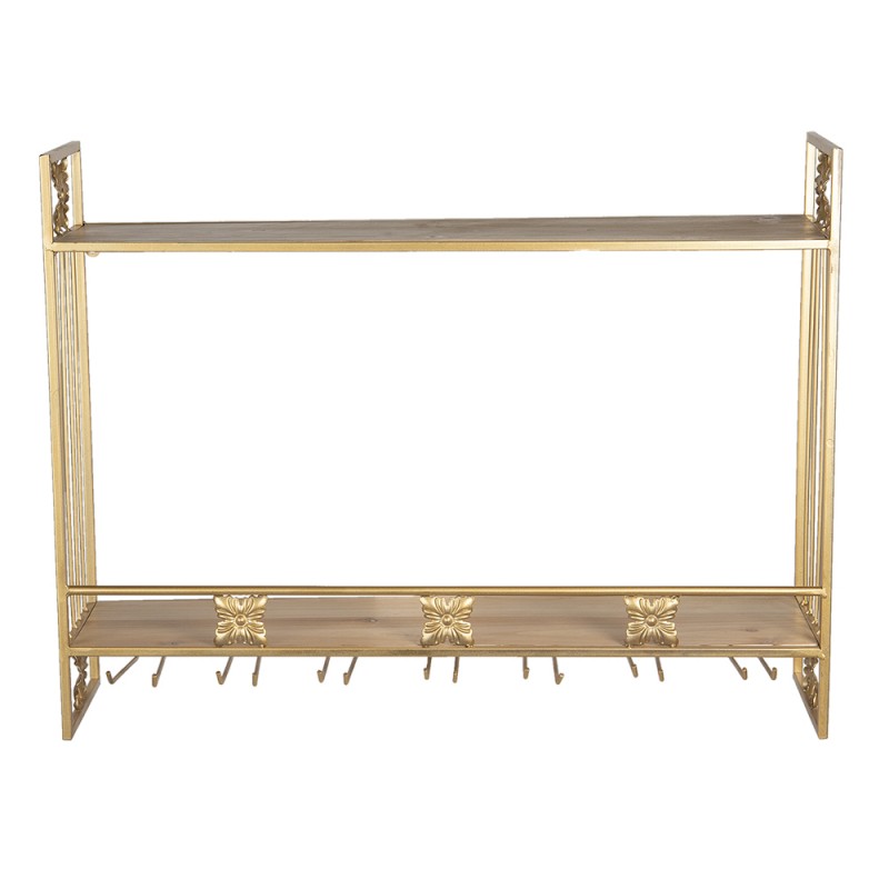 5Y0808 Wall Rack 80x22x61 cm Gold colored Iron Rectangle Wine Rack