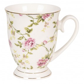26CE0833 Tasse 200 ml Weiß Porzellan Blumen Rund Kaffeebecher