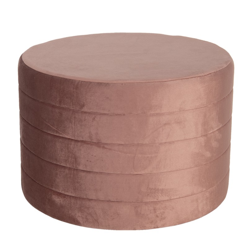 50499P Pouf Ø 60x40 cm Pink Wood Textile Round Ottoman