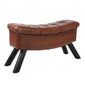 250537 Stool 91x30x46 cm Brown Leather Rectangle Foot stool