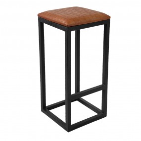 250545 Bar Stool 31x31x66 cm Black Iron Square Foot stool
