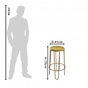 25Y0911 Bar Stool Ø 41x74 cm Gold colored Metal Round Foot stool