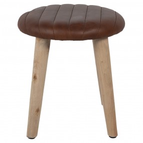 260958 Stool 36x36x40 cm Brown Leather Wood Foot stool