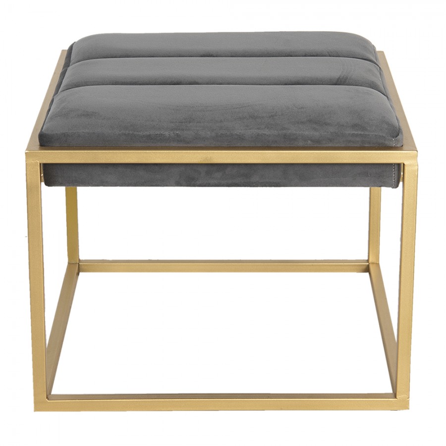 G Hocker X X Cm Grau Holz Metall Rechteck Pouf