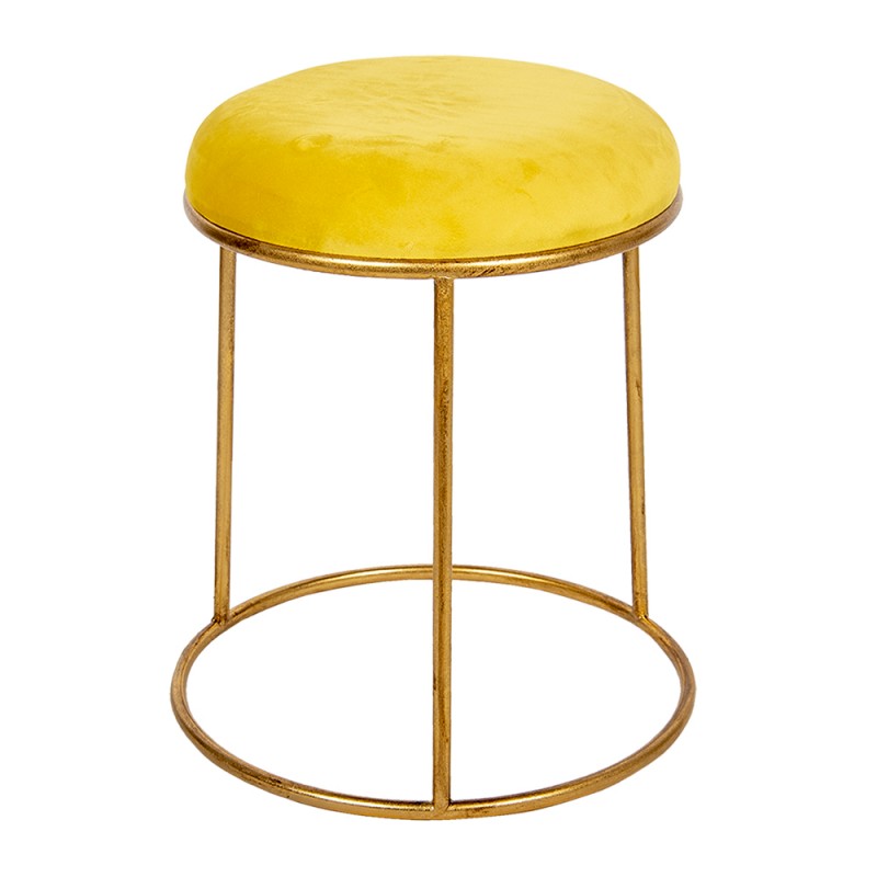 6Y4464Y Stool Ø 42x48 cm Yellow Gold colored Metal Round Foot stool