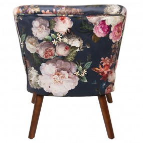 250344 Fauteuil 51x61x77 cm Gris Beige Bois Textile Fleurs Rectangle Chaise de salon