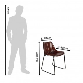 250513 Dining Chair 46x48x79 cm Brown Leather Chair