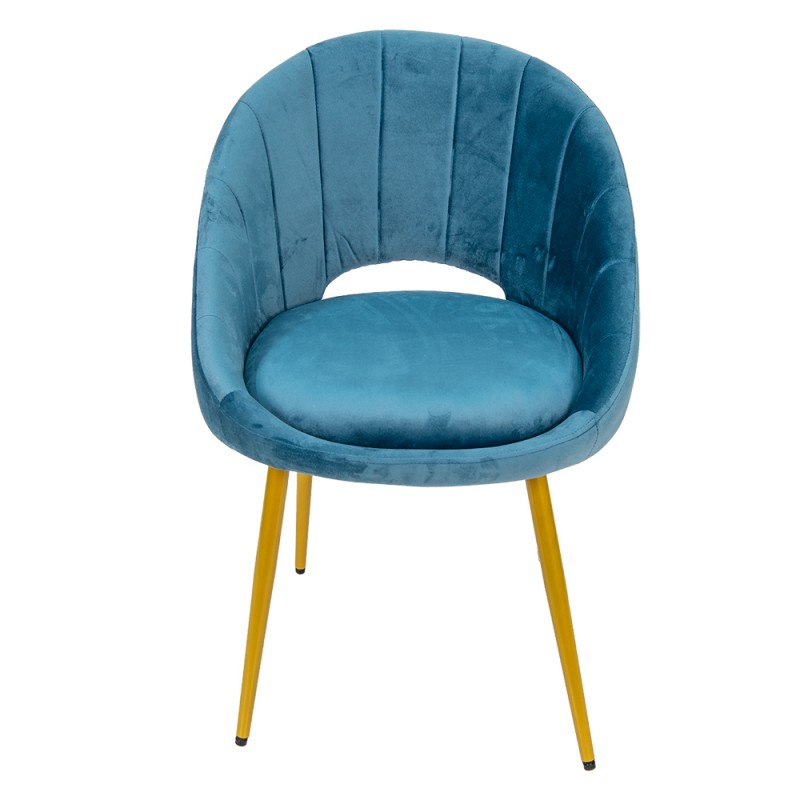 50552PE Chaise de salle à manger 58x65x85 cm Bleu Fer Textile Chaise