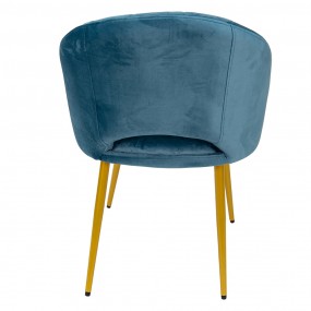 250552PE Chaise de salle à manger 58x65x85 cm Bleu Fer Textile Chaise