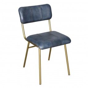 250725 Chaise de salle à manger 44x55x80 cm Gris Bleu Cuir Chaise