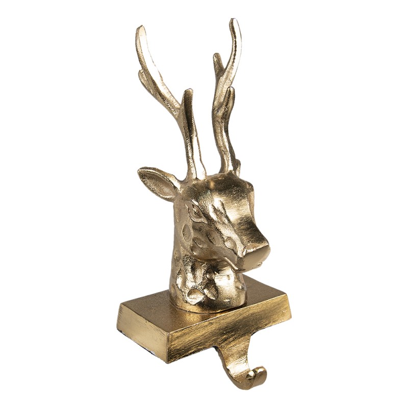 6AL0067 Hook Christmas Stocking Reindeer 27 cm Gold colored Aluminium
