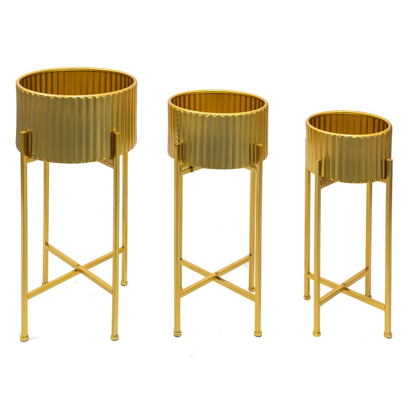 5Y1070 Planter Set of 3 Gold colored Iron Plant Stand