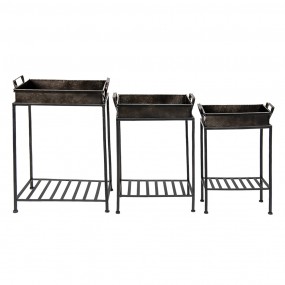 25Y1072 Plant Stand Set of 3 Black Iron Plant Table