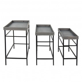 25Y1073 Plant Stand Set of 3 Grey Iron Plant Table
