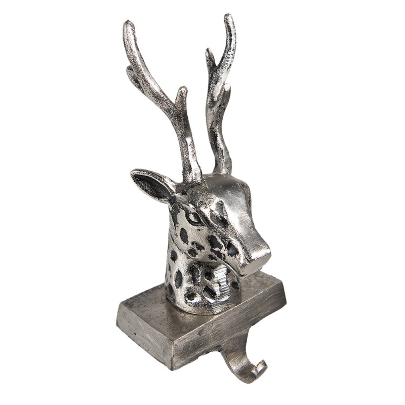 6AL0070 Hook Christmas Stocking Reindeer 28 cm Silver colored Aluminium