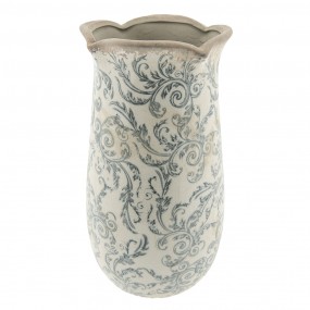 26CE0871 Vase Ø 14x28 cm Beige Grau Keramik Blumen