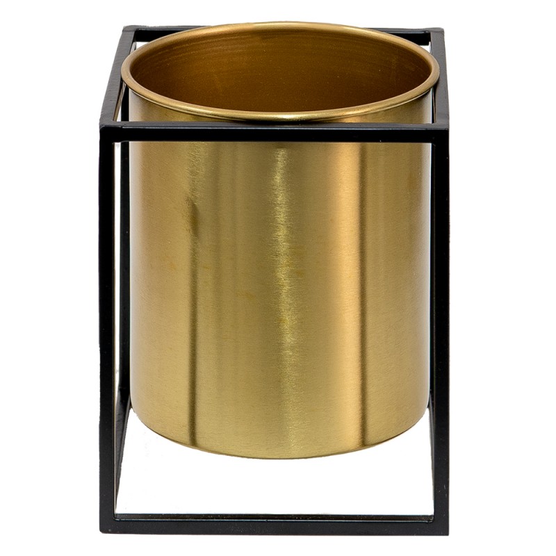 6Y4823 Planter 14x14x16 cm Gold colored Black Iron Plant Stand