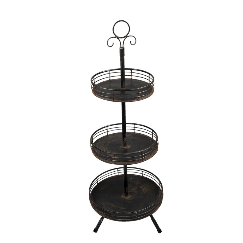 5Y1113 3-Tiered Stand 95 cm Black Iron Round Fruit Bowl Stand