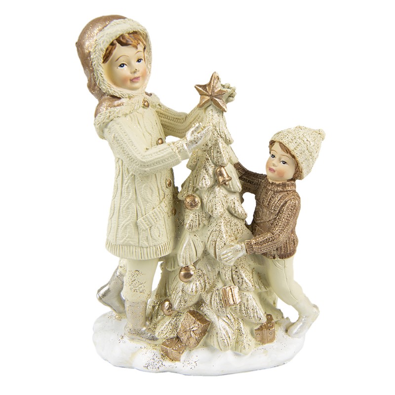 6PR4797 Figurine Enfants 14 cm Beige Polyrésine Décoration de Noël