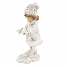 26PR4802 Figurine Enfant 19 cm Blanc Polyrésine Décoration de Noël