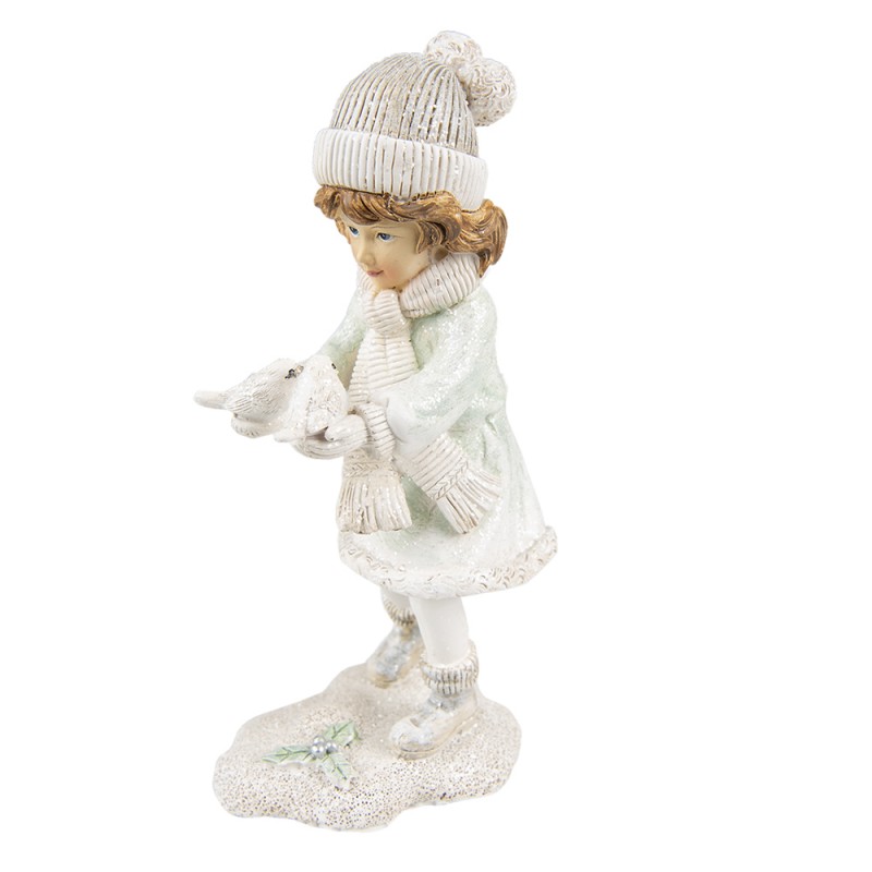 6PR4802 Figurine Child 19 cm White Polyresin Christmas Decoration