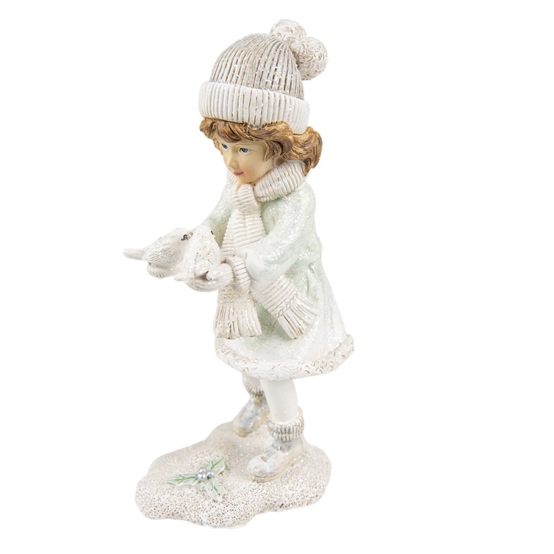 6PR4802 Statuetta Bambino 19 cm Bianco Poliresina Decorazione di Natalizie