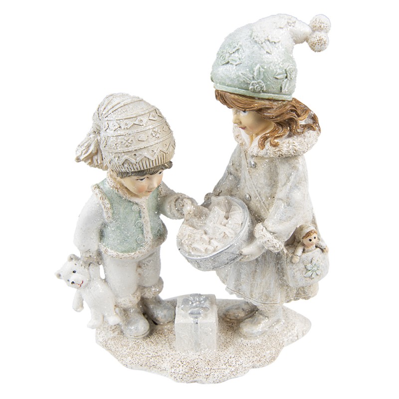6PR4804 Figurine Enfants 19 cm Beige Polyrésine Décoration de Noël