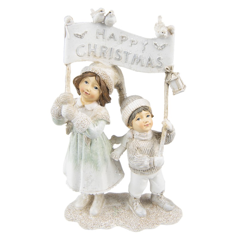 6PR4806 Figurine Enfants 23 cm Beige Polyrésine Décoration de Noël