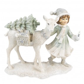 26PR4808 Figurine Enfant 18 cm Blanc Polyrésine Décoration de Noël