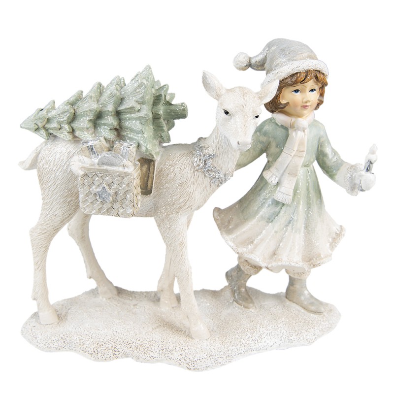 6PR4808 Figurine Enfant 18 cm Blanc Polyrésine Décoration de Noël