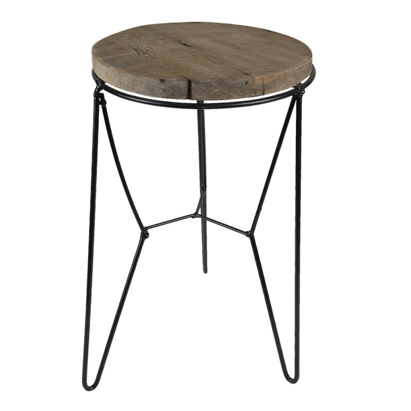 64940 Plant Table 32 cm Brown Wood Round Plant Stand