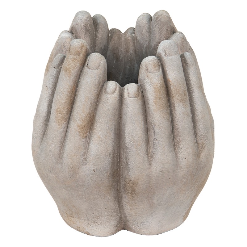 6TE0423L Planter 19x18x22 cm Beige Stone Hands Indoor Planter