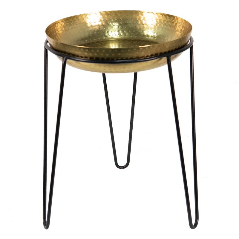 6Y4825 Plant Stand  30x21x39 cm Gold colored Black Iron Plant Table