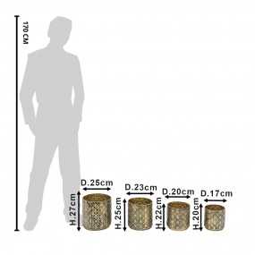 26Y4855 Bloempot Set van 4  Ø 25 Ø 23 Ø 20 Ø 17 cm Goudkleurig Ijzer Plantenpot