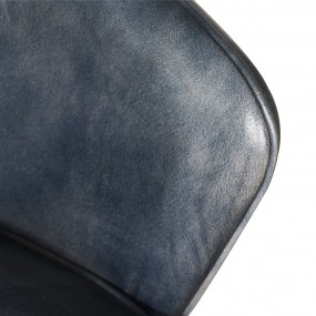 250724 Dining Chair with Armrest 56x61x77 cm Grey Blue Leather Chair