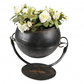 26Y5024 Pot de fleurs Ø 11x19 cm Noir Fer Pot de fleurs d'intérieur