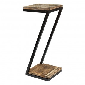 265096 Plant Table 18x18x45 cm Brown Wood Iron Plant Stand