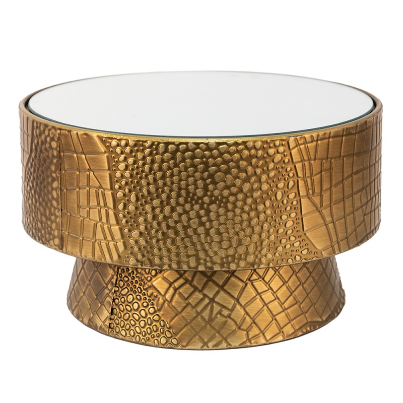 65100 Plant Table with Mirror Ø 28x16 cm Gold colored Metal Round Side Table