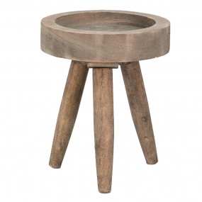 26H2212 Plant Table Ø 16x20 cm Brown Wood Round Plant Stand