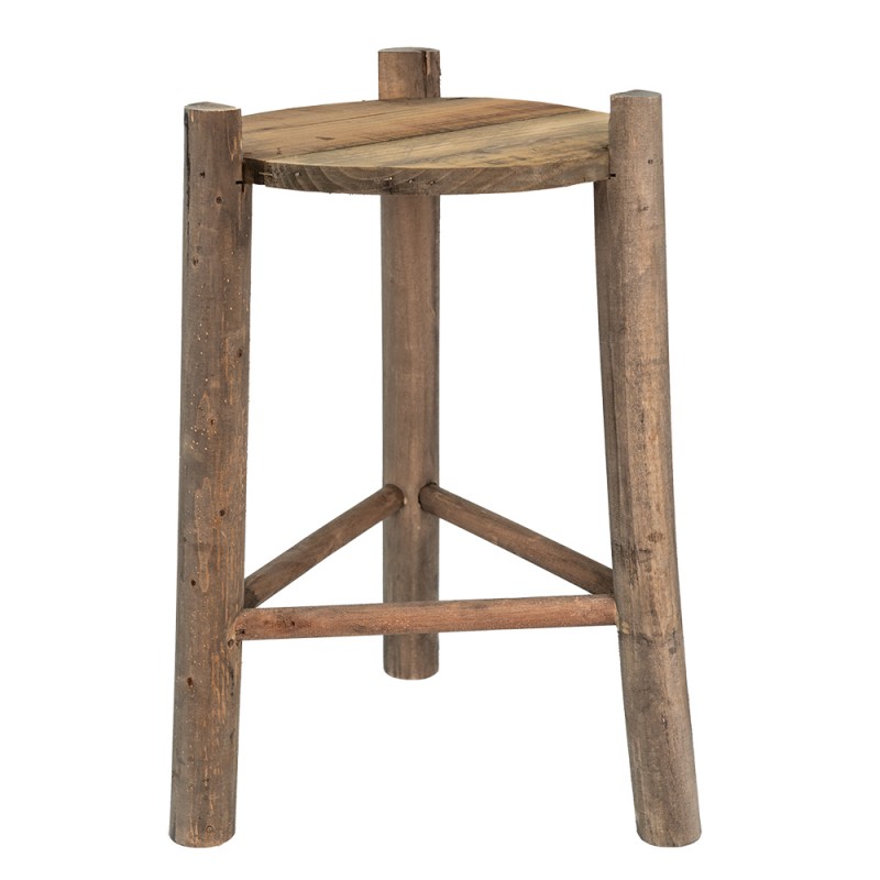 6H2217 Plant Table Ø 27x44 cm Brown Wood Plant Stand