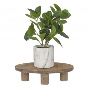 26H2218 Plant Table 29x16x7 cm Brown Wood Oval Plant Stand