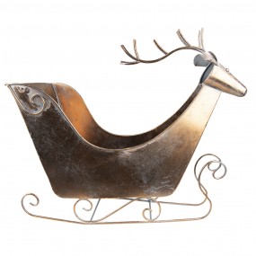 25Y1089 Figurine Sled 54 cm Copper colored Metal Reindeer