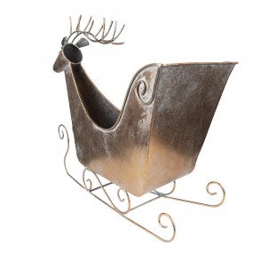 25Y1089 Figurine Sled 54 cm Copper colored Metal Reindeer