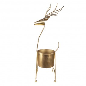 25Y1090 Planter Ø 22x78 cm Gold colored Metal Reindeer Plant Stand