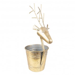 26Y4971 Planter Ø 17x45 cm Gold colored Metal Reindeer Flower Pot