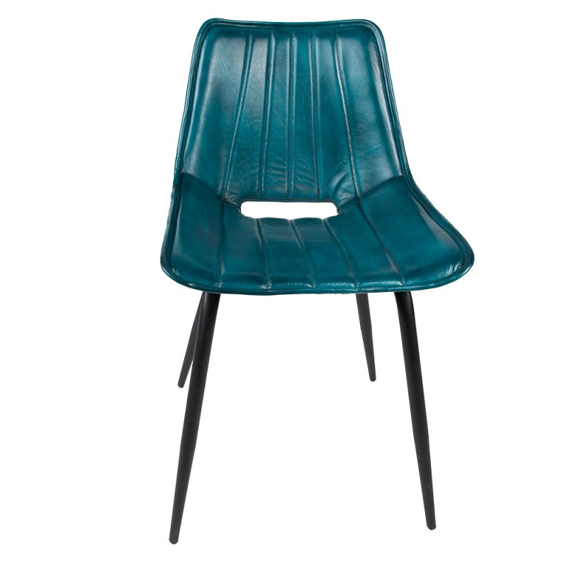 50733 Chaise de salle à manger 46x52x79 cm Turquoise Cuir Chaise