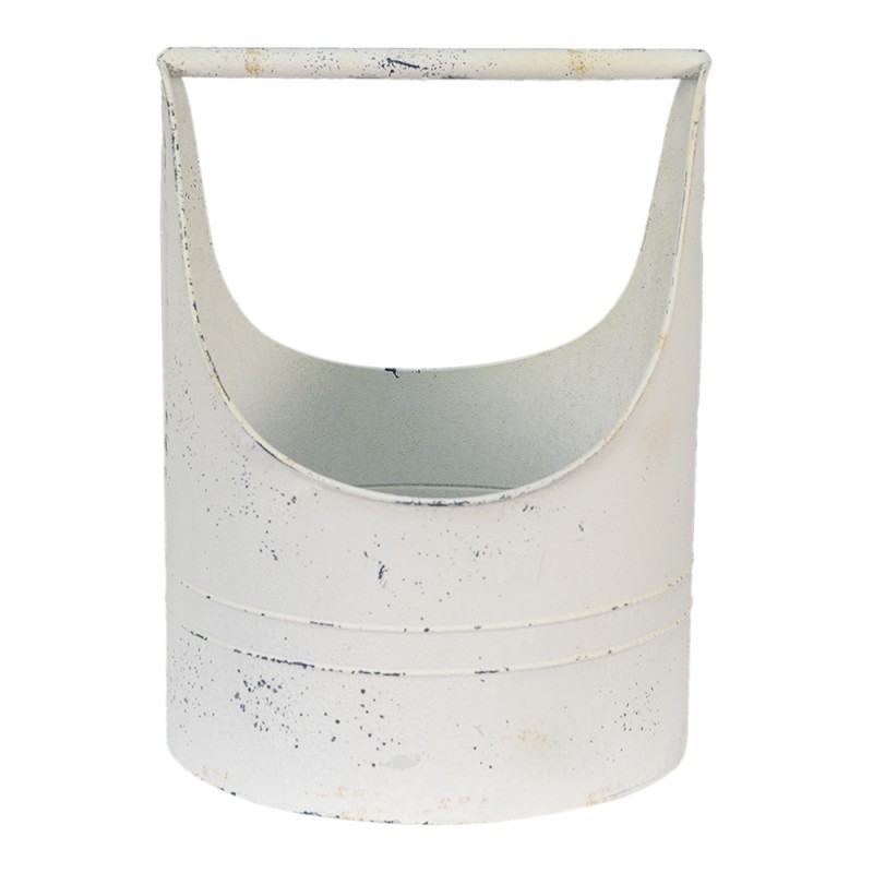 6Y4756 Decorative Bucket 30x29x40 cm White Iron Round Indoor Planter