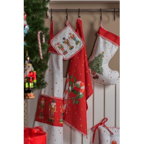 2HLC25 Kissenbezug für Stuhlkissen 40x40 cm Weiß Rot Baumwolle Nussknacker Quadrat Weihnachtskissen